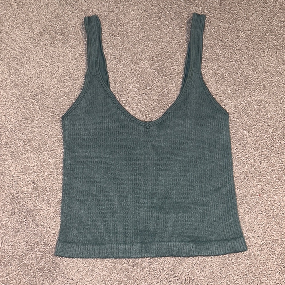 Teal green ribbed tank top